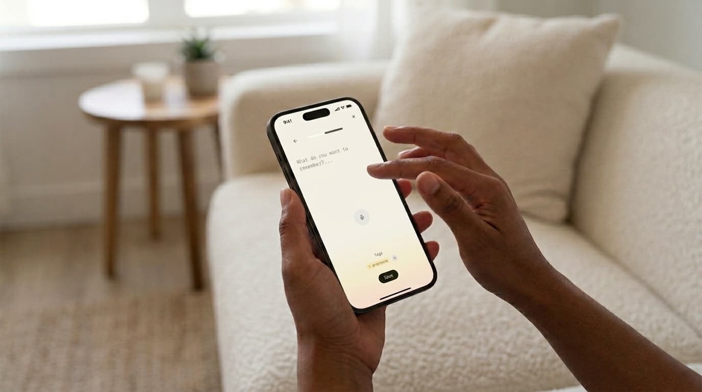 Hand holding a phone running the Lunora app
