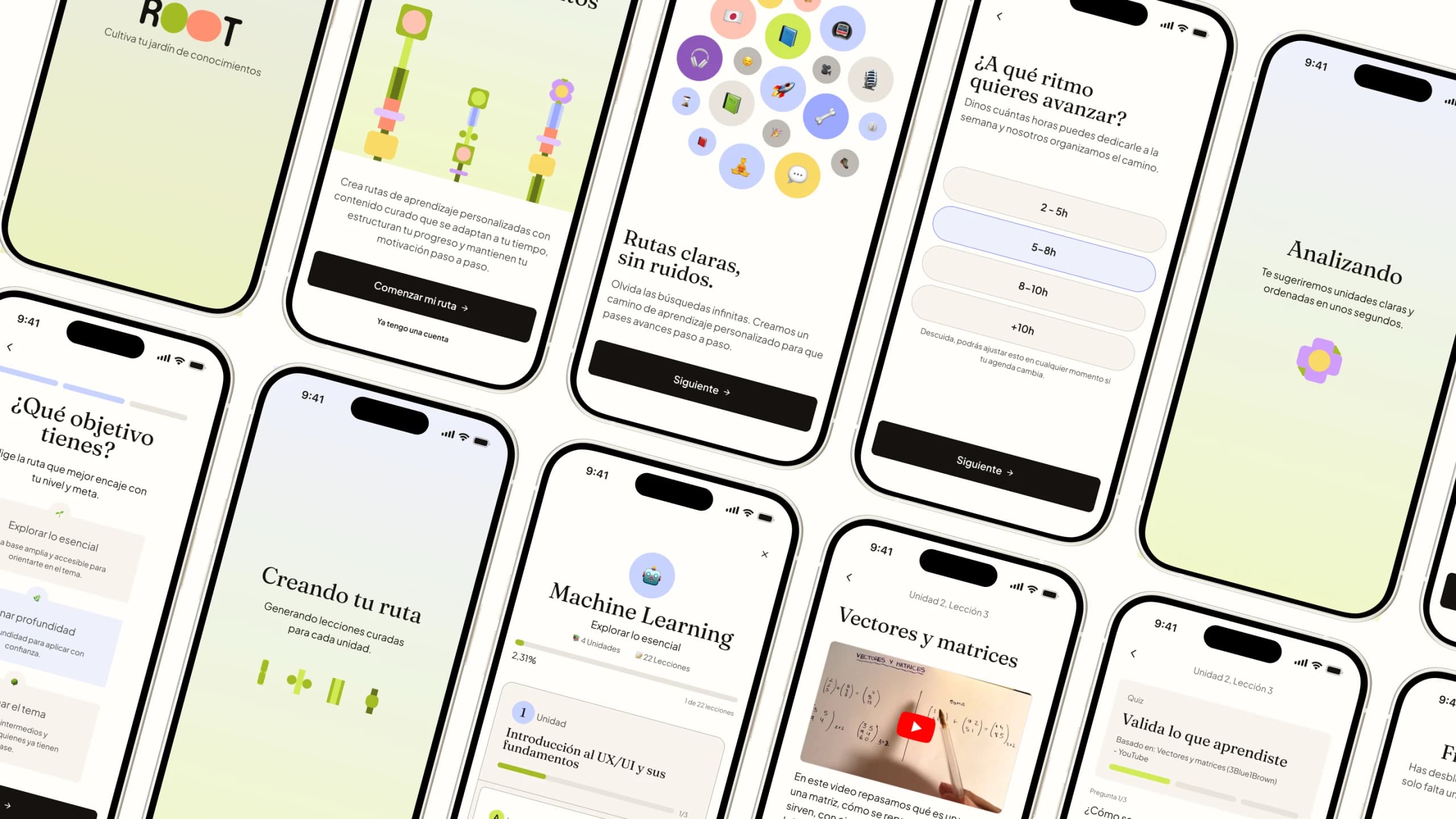 Collage of ROOT app screens