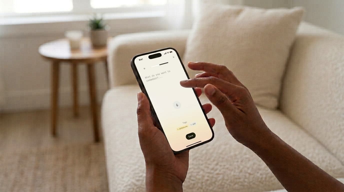 Hands holding a phone running the Selora app